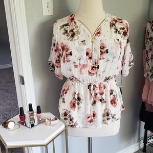 Floral Blouse with Splashes of Color